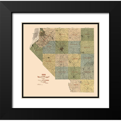 St Clair County Illinois - Beauman 1899  Black Modern Wood Framed Art Print with Double Matting by Beauman