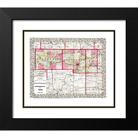 Stephenson  Winnebago  Boone Illinois Black Modern Wood Framed Art Print with Double Matting by Campbell