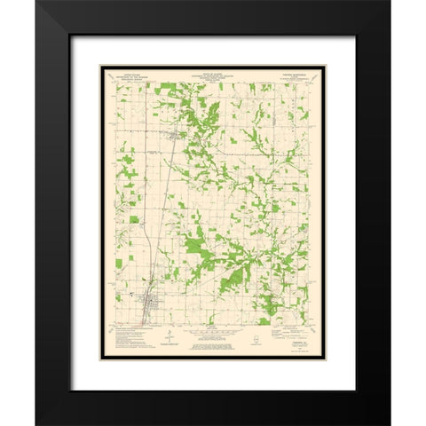 Tamaroa Illinois Quad - USGS 1975 Black Modern Wood Framed Art Print with Double Matting by USGS