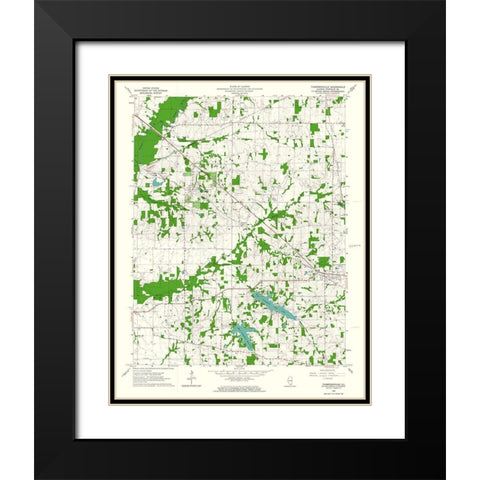 Thompsonville Illinois Quad - USGS 1963 Black Modern Wood Framed Art Print with Double Matting by USGS