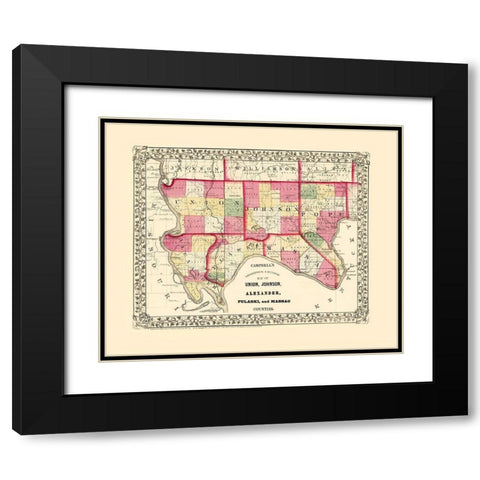 Union Johnson Alexander Pulaski Massac Illinois Black Modern Wood Framed Art Print with Double Matting by Campbell