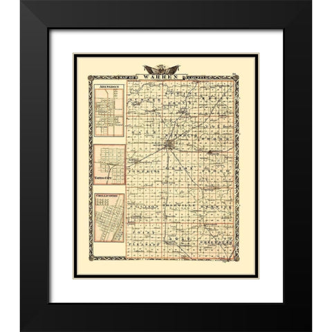 Warren Illinois Landowner - Warner 1870 Black Modern Wood Framed Art Print with Double Matting by Warner