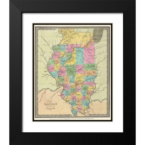 Illinois - Burr 1834 Black Modern Wood Framed Art Print with Double Matting by Burr