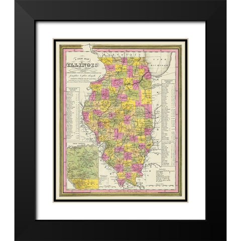 Illinois - Mitchell 1846 Black Modern Wood Framed Art Print with Double Matting by Mitchell