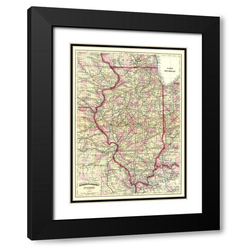 Illinois - Asher  1874 Black Modern Wood Framed Art Print with Double Matting by Asher