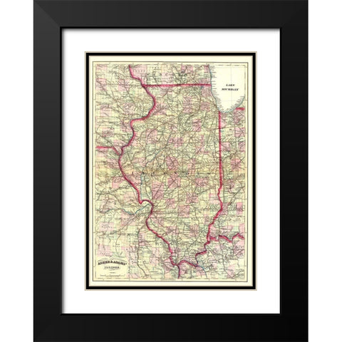 Illinois - Asher  1874 Black Modern Wood Framed Art Print with Double Matting by Asher