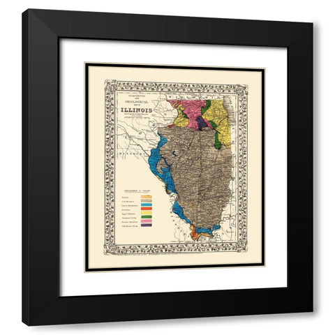 Illinois State Mining - Worthens 1869 Black Modern Wood Framed Art Print with Double Matting by Worthens