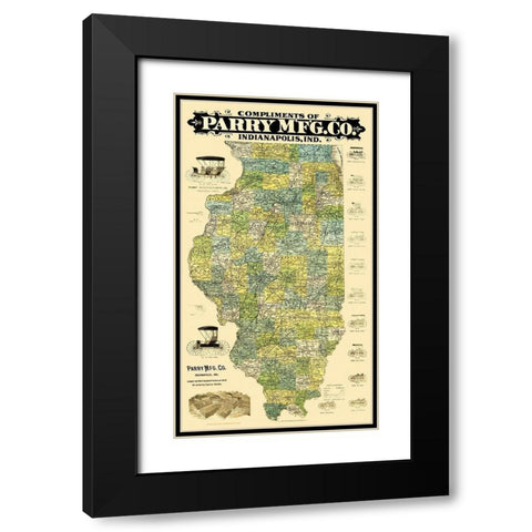 Illinois - Burford 1880 Black Modern Wood Framed Art Print with Double Matting by Burford