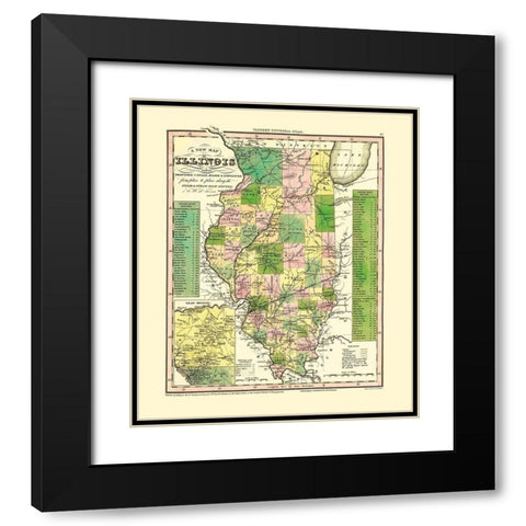 Stage, Steam Boat Routes - Tanner 1836 Black Modern Wood Framed Art Print with Double Matting by Tanner
