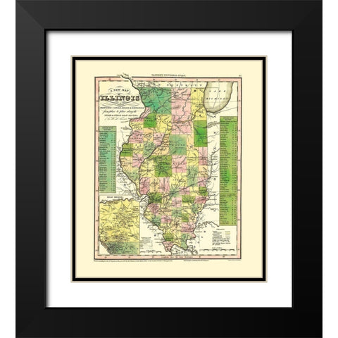 Stage, Steam Boat Routes - Tanner 1836 Black Modern Wood Framed Art Print with Double Matting by Tanner
