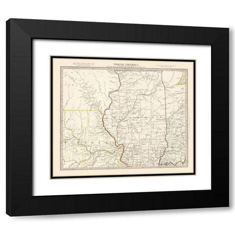 Illinois - Walker 1846 Black Modern Wood Framed Art Print with Double Matting by Walker