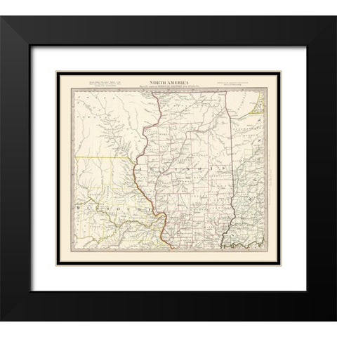 Illinois - Walker 1846 Black Modern Wood Framed Art Print with Double Matting by Walker