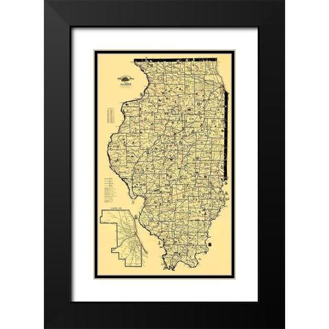 Railroad Routes - McEwen 1897 Black Modern Wood Framed Art Print with Double Matting by McEwen