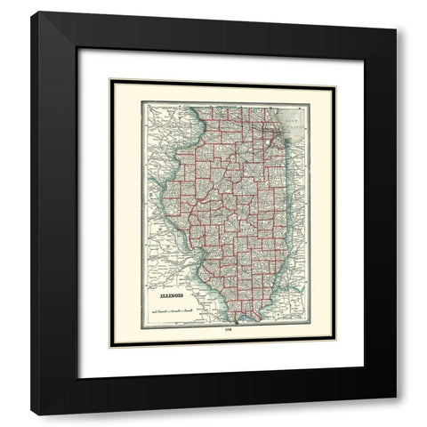 Illinois - Rathbun 1893 Black Modern Wood Framed Art Print with Double Matting by Rathbun