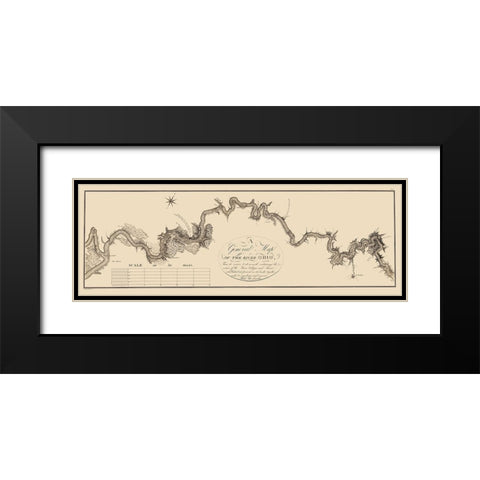 Ohio River Illinois - Collot 1796 Black Modern Wood Framed Art Print with Double Matting by Collot