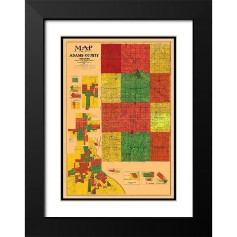 Adams Indiana Landowner - Boegley 1908 Black Modern Wood Framed Art Print with Double Matting by Boegley