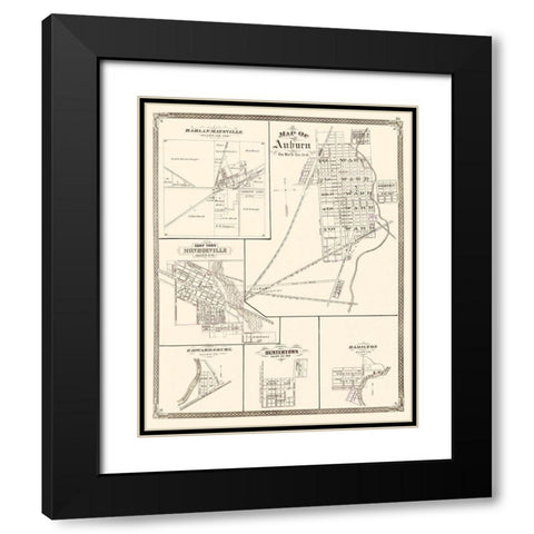 Auburn Indiana Landowner - Baskin 1876 Black Modern Wood Framed Art Print with Double Matting by Baskin