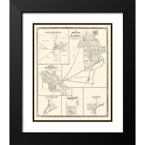 Auburn Indiana Landowner - Baskin 1876 Black Modern Wood Framed Art Print with Double Matting by Baskin