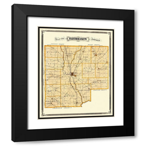 Bartholomew Indiana Landowner - Andreas 1876 Black Modern Wood Framed Art Print with Double Matting by Andreas