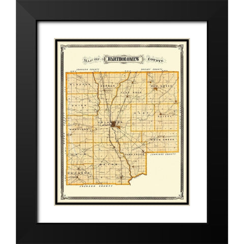 Bartholomew Indiana Landowner - Andreas 1876 Black Modern Wood Framed Art Print with Double Matting by Andreas