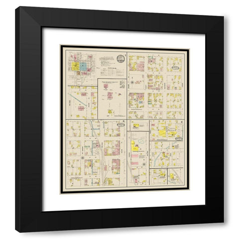 Bloomington Indiana Landowner - Sanborn 1887 Black Modern Wood Framed Art Print with Double Matting by Sanborn
