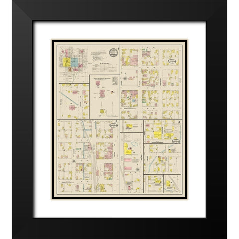 Bloomington Indiana Landowner - Sanborn 1887 Black Modern Wood Framed Art Print with Double Matting by Sanborn