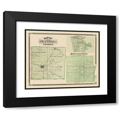 Blackford Indiana - Andreas 1876 Black Modern Wood Framed Art Print with Double Matting by Andreas