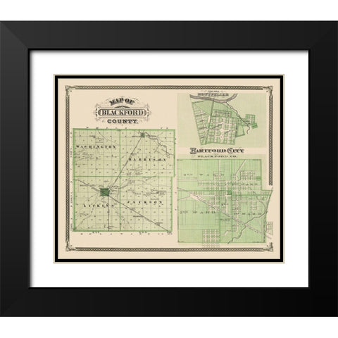 Blackford Indiana - Andreas 1876 Black Modern Wood Framed Art Print with Double Matting by Andreas