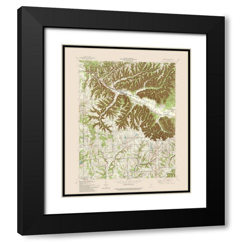 Borden Indiana Quad - USGS 1966 Black Modern Wood Framed Art Print with Double Matting by USGS