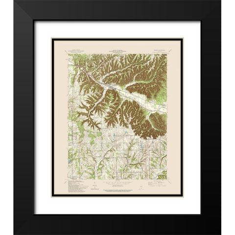 Borden Indiana Quad - USGS 1966 Black Modern Wood Framed Art Print with Double Matting by USGS