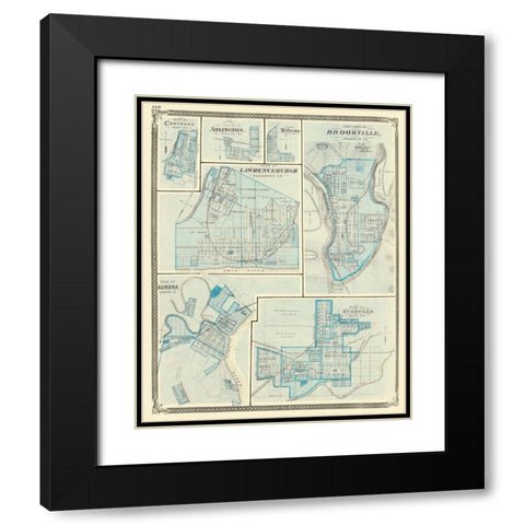 Brookeville, Rushville, Aurora, Lawrenceburgh Black Modern Wood Framed Art Print with Double Matting by Baskin