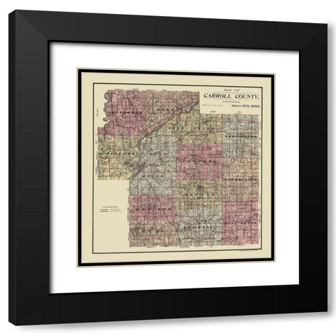 Carroll County Indiana - Landis 1898  Black Modern Wood Framed Art Print with Double Matting by Landis