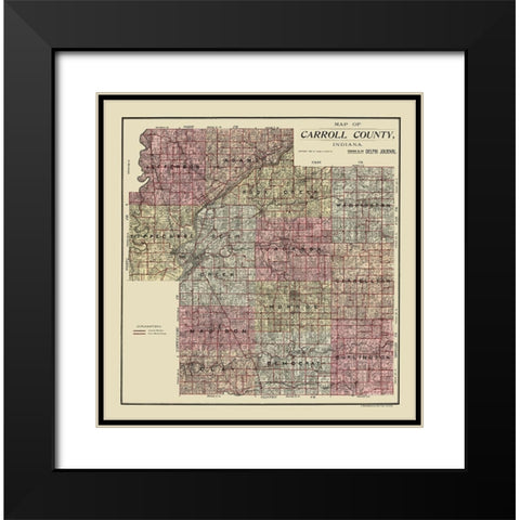 Carroll County Indiana - Landis 1898  Black Modern Wood Framed Art Print with Double Matting by Landis