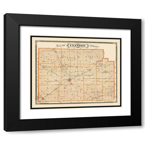 Clinton Indiana Landowner - Andreas 1876 Black Modern Wood Framed Art Print with Double Matting by Andreas