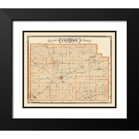 Clinton Indiana Landowner - Andreas 1876 Black Modern Wood Framed Art Print with Double Matting by Andreas