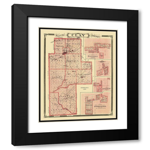Clay Indiana Landowner - Andreas 1876 Black Modern Wood Framed Art Print with Double Matting by Andreas