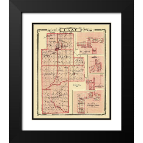 Clay Indiana Landowner - Andreas 1876 Black Modern Wood Framed Art Print with Double Matting by Andreas