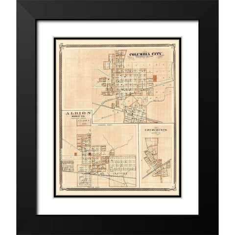 Columbus City, Abion, Churubusco Indiana Black Modern Wood Framed Art Print with Double Matting by Baskin