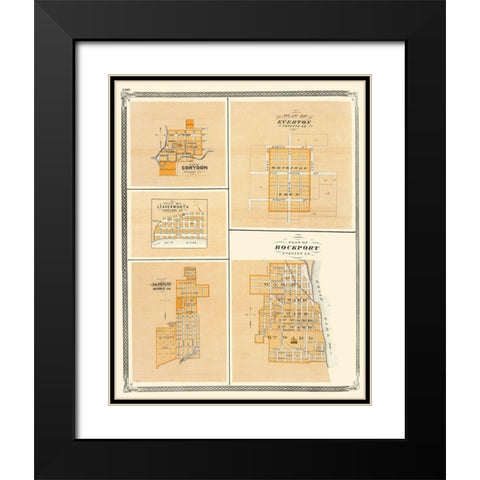 Corydon, Everton, Leavenworth, Jasper Indiana Black Modern Wood Framed Art Print with Double Matting by Baskin
