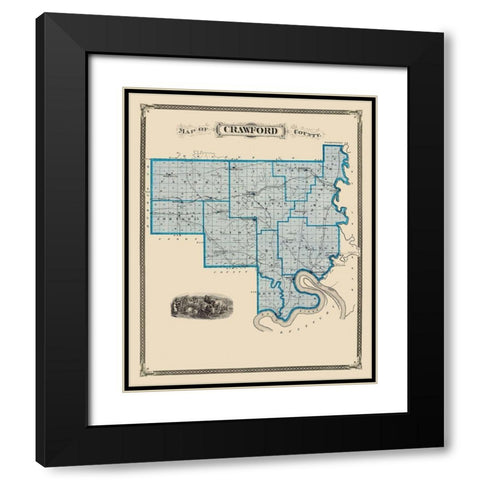 Crawford Indiana Landowner - Andreas 1876 Black Modern Wood Framed Art Print with Double Matting by Andreas