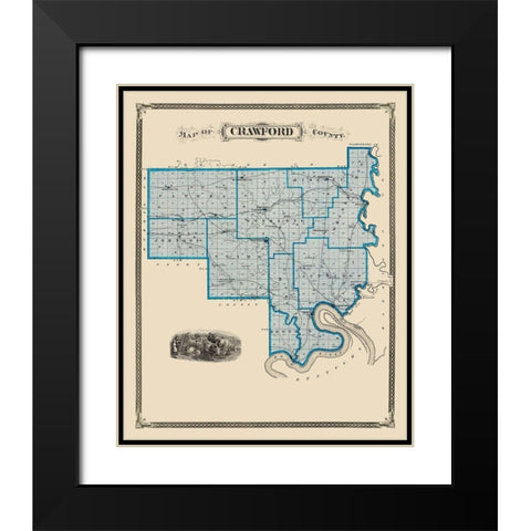 Crawford Indiana Landowner - Andreas 1876 Black Modern Wood Framed Art Print with Double Matting by Andreas