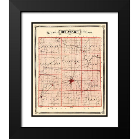 Delaware  Muncie Indiana - Andreas 1876 Black Modern Wood Framed Art Print with Double Matting by Andreas