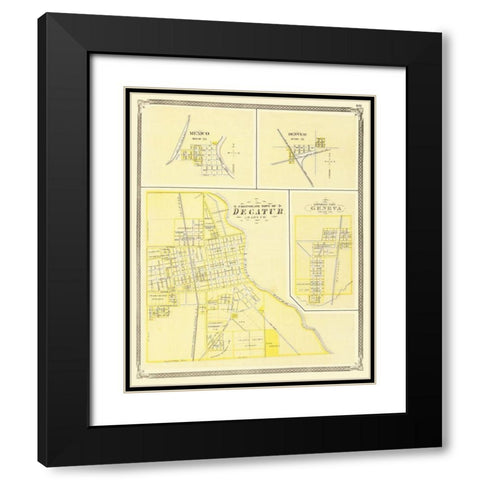 Decatur Indiana - Baskin 1876 Black Modern Wood Framed Art Print with Double Matting by Baskin
