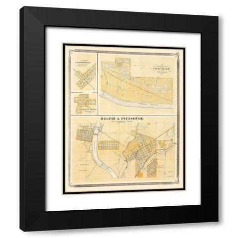 Delphi Indiana - Baskin 1876 Black Modern Wood Framed Art Print with Double Matting by Baskin