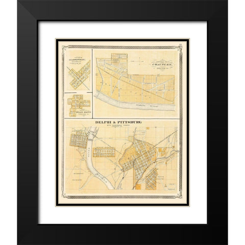 Delphi Indiana - Baskin 1876 Black Modern Wood Framed Art Print with Double Matting by Baskin