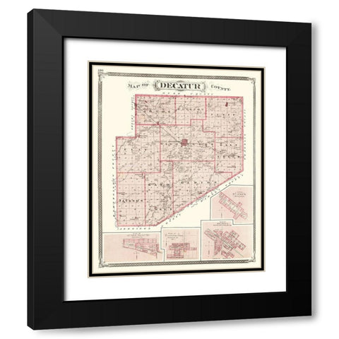 Decatur Indiana - Baskin 1876 Black Modern Wood Framed Art Print with Double Matting by Baskin