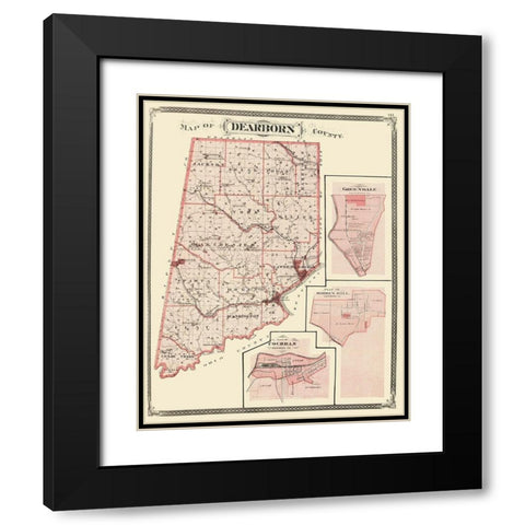 Dearborn Indiana - Baskin 1876 Black Modern Wood Framed Art Print with Double Matting by Baskin