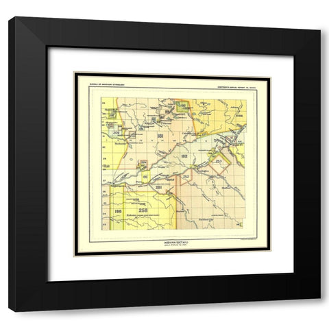 Indiana - Detail - Hoen 1896 Black Modern Wood Framed Art Print with Double Matting by Hoen