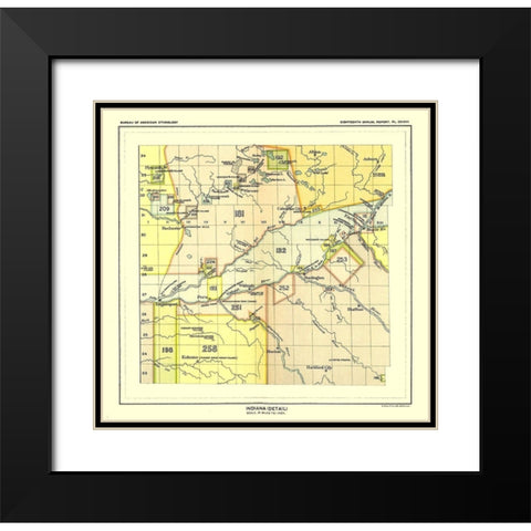 Indiana - Detail - Hoen 1896 Black Modern Wood Framed Art Print with Double Matting by Hoen