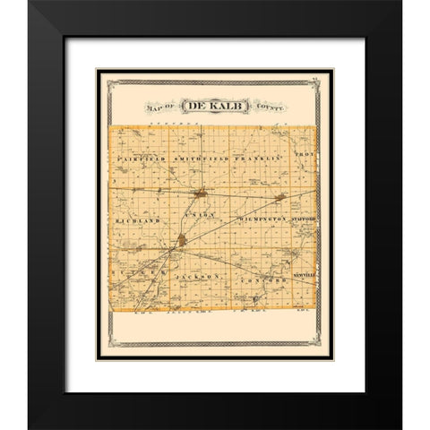 De Kalb Indiana Landowner - Baskin 1876 Black Modern Wood Framed Art Print with Double Matting by Baskin